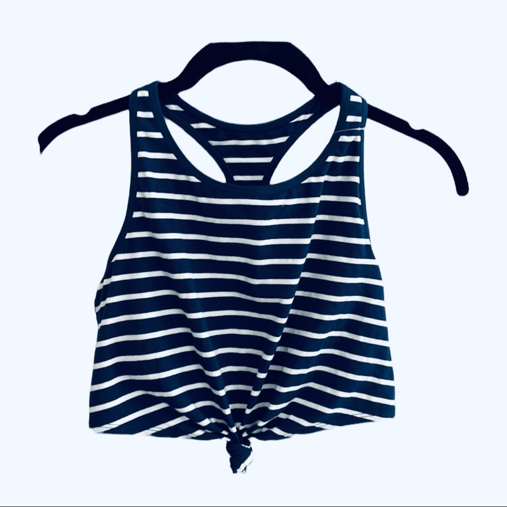 NWT Aerie Navy and White Striped cropped tank top Size Small